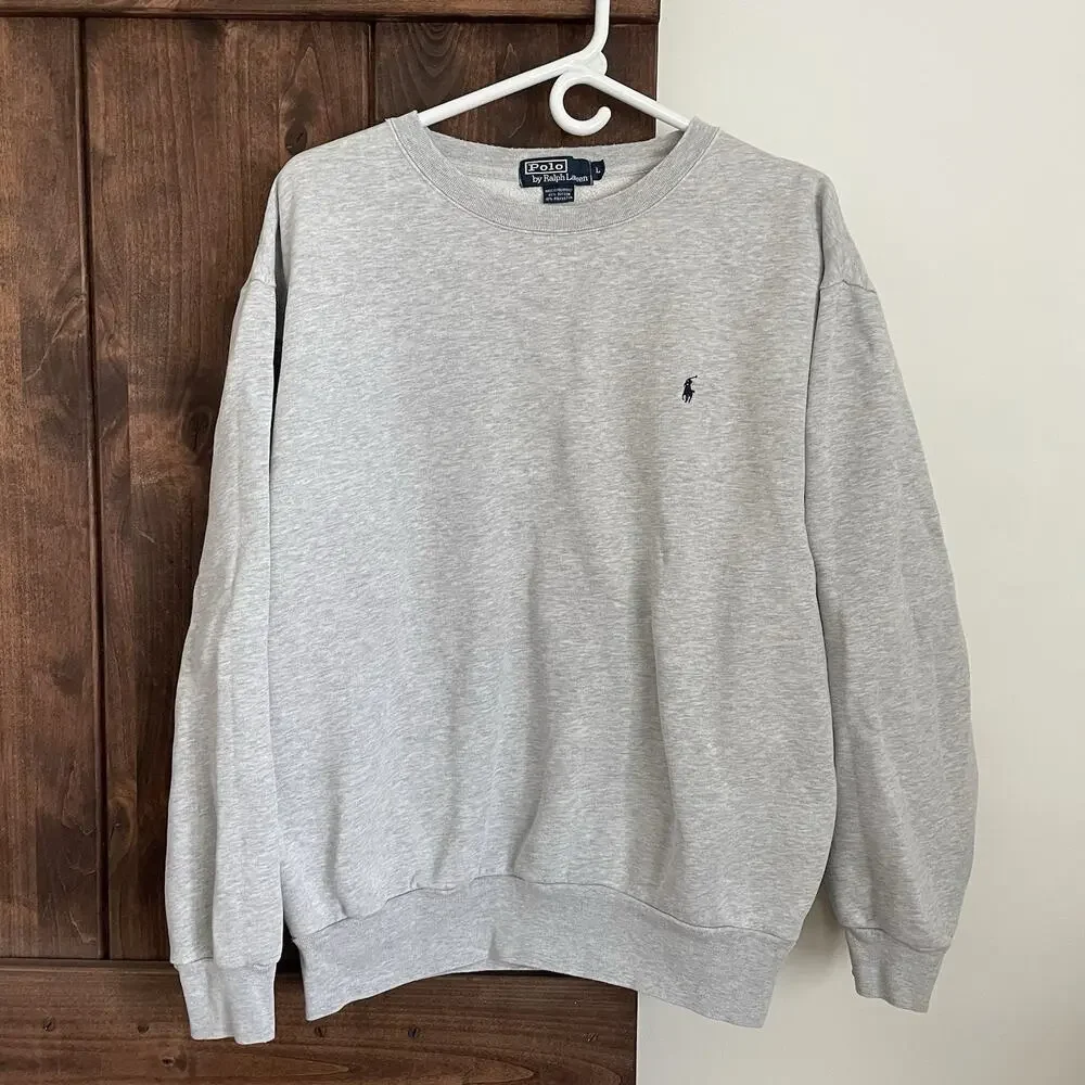 Vintage Polo Ralph Lauren Grey Sweatshirt Men’s Size Large Casual Y2K 90s**